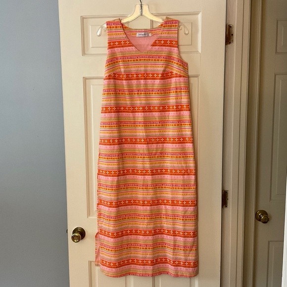 Fresh Produce Pink Stripe Midi Dress Sleeveless Made in USA Size S Beachy Beach - Picture 1 of 7